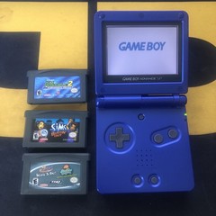 Nintendo Gameboy Advance SP AGS-001 – Cobalt Blue – Tested + 3 Games/charger