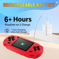 16-Bit Handheld Game Console – 220 Retro Games – 3.0” LCD – Ideal Gift in Red
