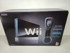 Nintendo Wii Black Console Bundle CIB w/ Wii Sports & Resort Complete in Box