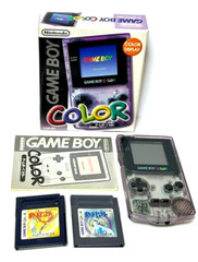 Nintendo Game Boy Color Clear Purple GBC 001 W/Box + Gold Silver Games Tested US