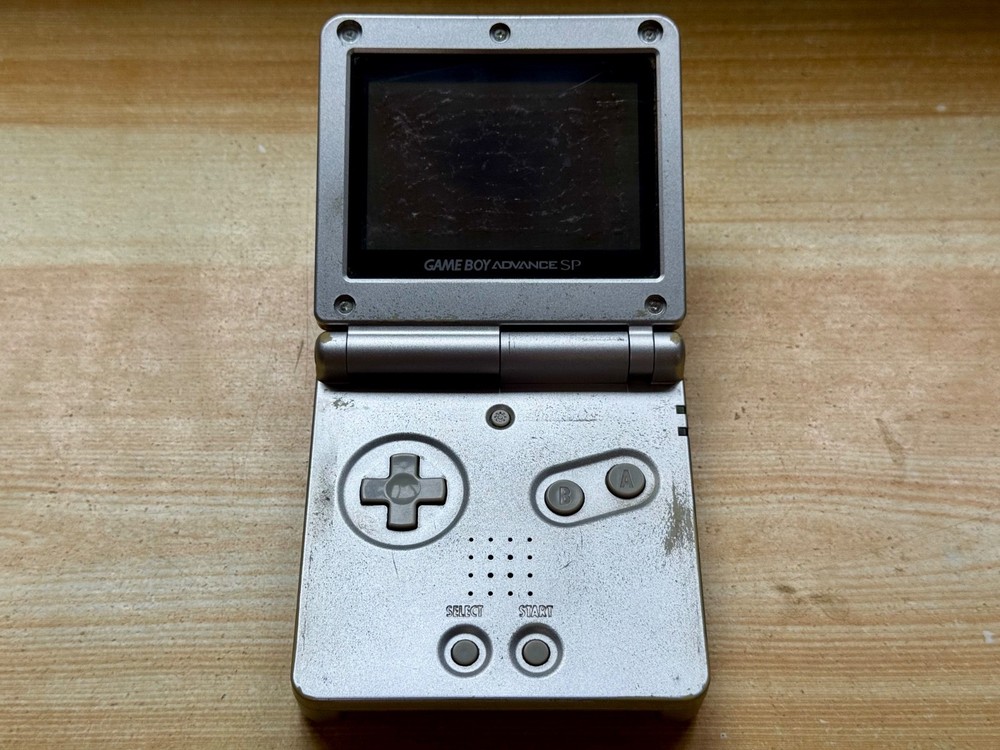 Nintendo Gameboy Advance SP AGS001 Metal Silver Handheld Console Parts or Repair