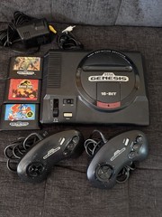 Sega Genesis 16-Bit Black Used Video Game Console And Three Games
