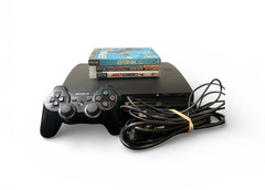 PS3 Slim CECH-3001B 320 GB Cleaned & Repasted w/ Controller, Cables + 3 Games
