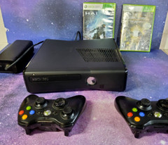 Microsoft XBOX 360 SLIM Black Video Game Console System Bundle Set Kit # 1439