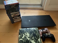 3x PS4 Slim 500GB Bundle – 2 Black + 1 COD WWII Camo Green Ltd Ed + 2 Controller