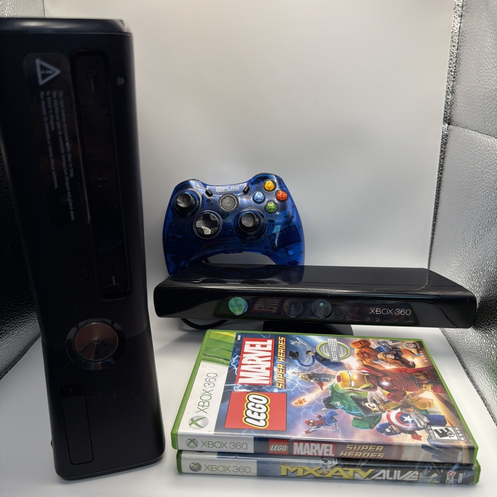 Microsoft Xbox 360 with Kinect 4GB Matte Black Console With 2 Games & Controller