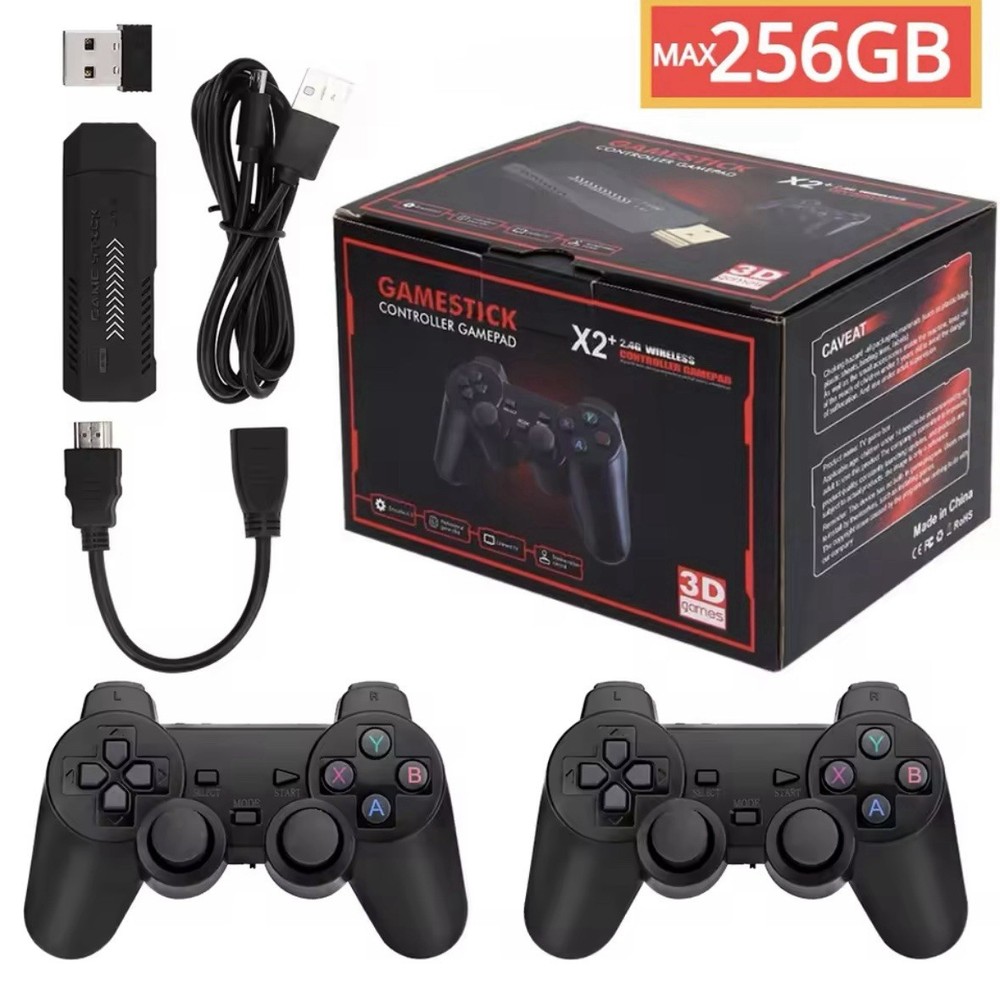 4K 64/128/256GB HDMI STICK TV CONSOLE 2 GAME CONTROLLERS RETRO PREINSTALLED