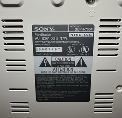 Sony Playstation 1 SCPH-7501 W/Chords Console Powers On/Does Not Read Disc