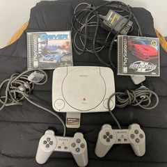 Sony Playstation 1 PS One SCPH-101 Slim PS1 Console Lot 2 Controllers 2 Games