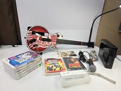 Nintendo Wii Guitar Hero Console Bundle w/ Les Paul Aerosmith Guitar & Games