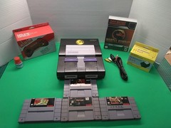 Super Nintendo system SNES with Mortal Kombat 2 Controllers All Hookups