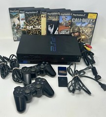 PlayStation PS2 Fat Cables HDD Adapter 2 Controllers Memory Cards 7 Games