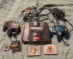 Nintendo N64 Console Lot Expansion Pak, 2 Games, 2 Controllers Tested & Working