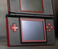 Nintendo DS Lite Custom Transparent Red and Matte Black Shell , Red & Purple LED