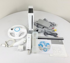 Nintendo Wii Mario Kart Console RVL-001 Bundle Controllers, Wheel, Game Set OEM