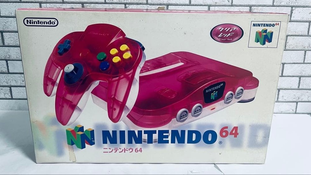 Nintendo 64 Clear Red Console Controller Set with Box Retro Game Japan Tested