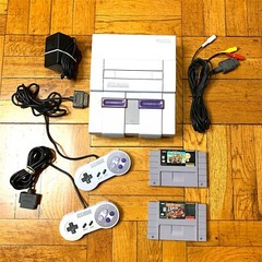 Super Nintendo SNES Console w/ OEM Controllers + w/ Mario Kart & Donkey Kong