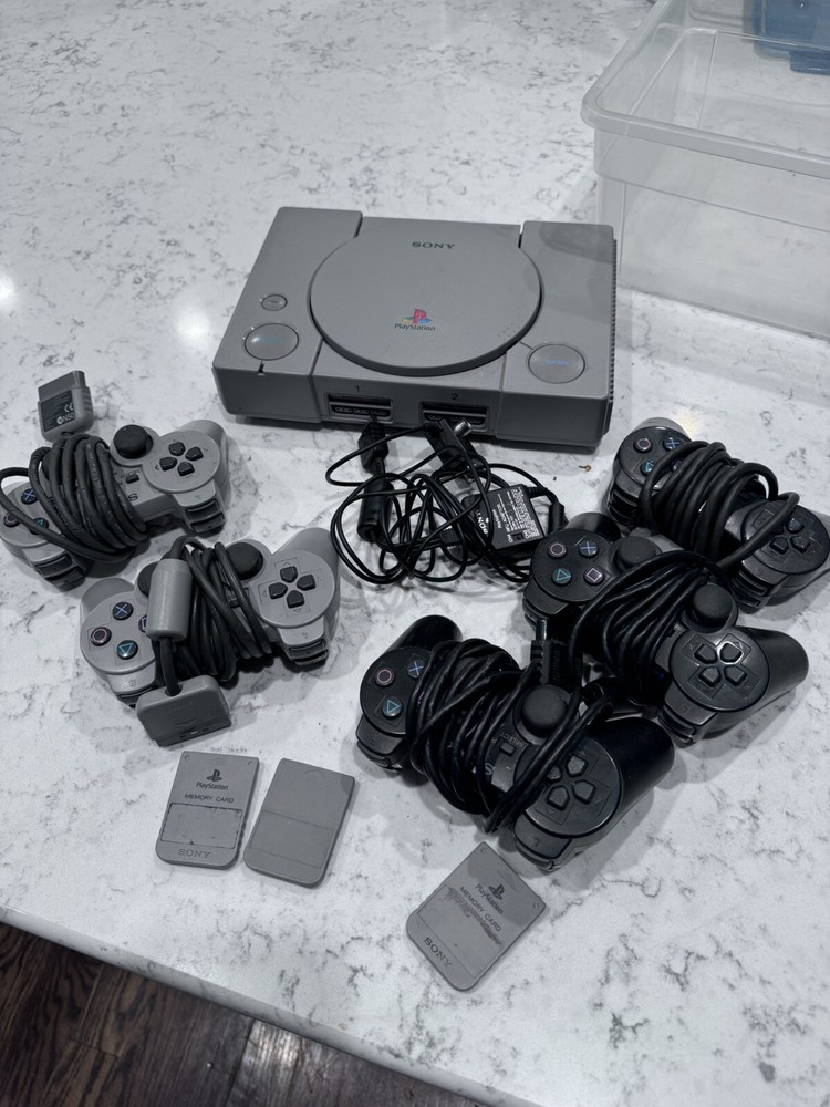 Sony PlayStation 1 SCPH-5501 PS1 Console Game System Controllers Cards Bundle BH