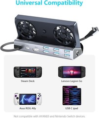 Multi-Device 12-in-1 Docking Station with 4K Output, 6 Ports & Cooling Fans