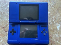 Nintendo DS Cobalt Blue NTR-001 WORKING, BUT BROKEN HINGE NO CHARGER (w/ Game)