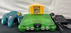 Nintendo 64 (N64) Console – Jungle Green W/ Blue Controller, Expansion & DK64