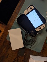Nintendo Switch OLED 64GB, White JoyCon, Soft Case, Cables 128gb sd and Dock