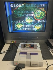 Super Nintendo SNES System Console Bundle W/ 5 Games Mario Kart Battletoads