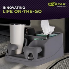 GO GEAR Charcoal Console – Versatile Car Organizer with Adjustable Drink Holders