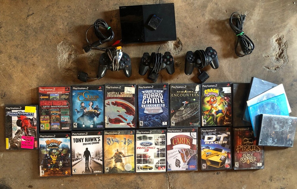 Sony PlayStation 2 PS2 Slim Console SCPH-90001 W 19 Games Cords Dualshock Mem