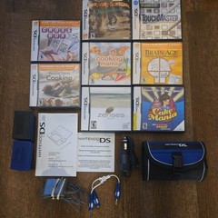 Nintendo DS Lite Bundle (Charger, 8 Games, extra stylus, & Nintendo case