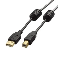 ELECOM USB Cable [B] USB 2.0 USB A Male to USB B Male with Ferrite Core 3m Black