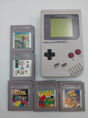 Nintendo Game Boy Original System DMG-01 Gray Bundle w/ 5 Games Cleaned & TESTED
