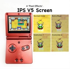 Customized Gameboy Advance SP Transparent Black Gaming Console IPS Screen &USB C