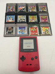 Nintendo Game Boy Color Bundle Red + 12 Games Wario Land II Mario Mortal Kombat