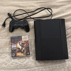 Sony PlayStation PS3 with Power Cord Black Damaged Controller And PS3 Game