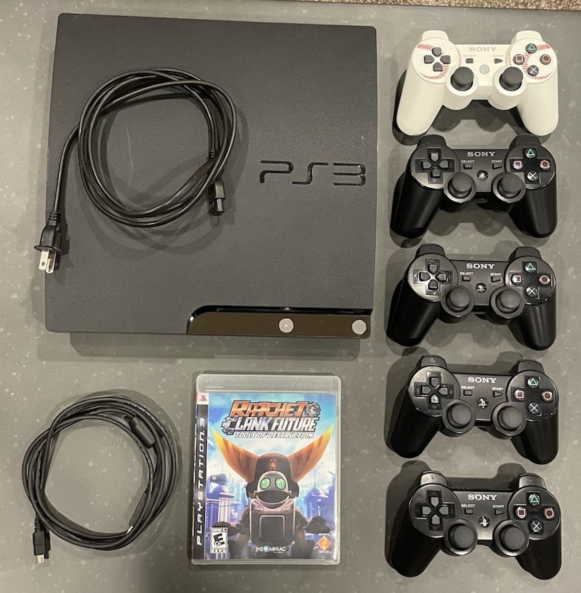 Sony PlayStation 3 Slim 160GB 1080p Wi-Fi HDMI w/ 5 DualShock + Game