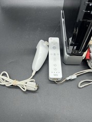 NINTENDO WII BLACK CONSOLE RVL-001 BUNDLE W/ CONTROL SENSOR ADAPTER CABLES