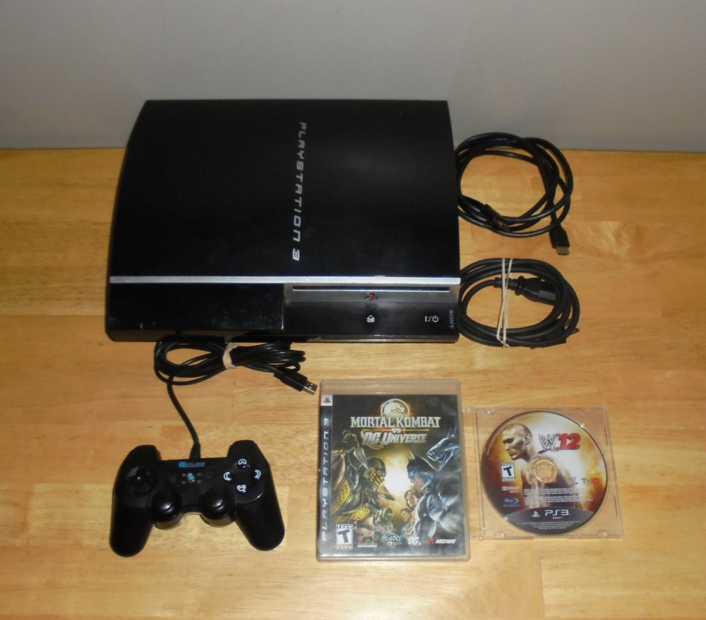 *READ* PS3 PlayStation 3 160 GB Console System CECHP01 Bundle 2 Games Controller