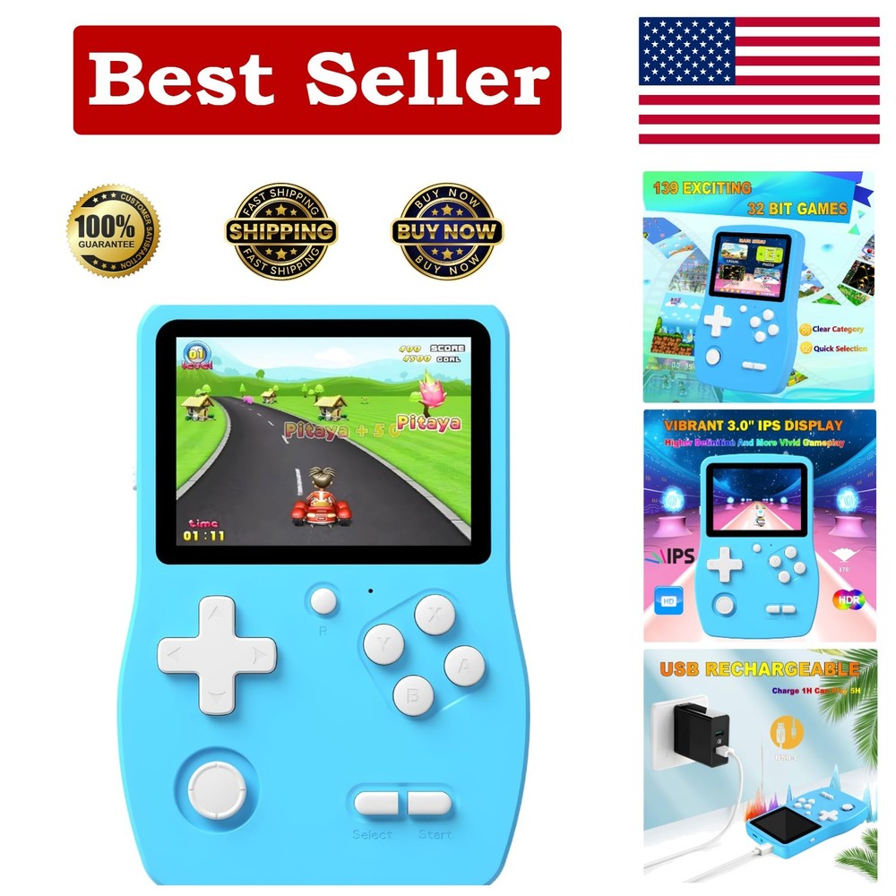 Kid’s Handheld Game Console with 139 Games – Mini Travel Electronic Toy, Blue