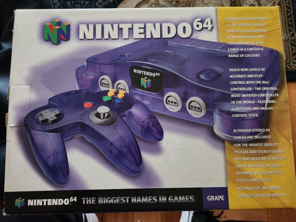 Grape Purple Yellow Strip Funtastic Nintendo 64 Boxed Console