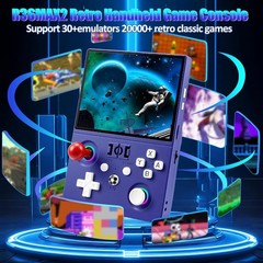 R36MAX 2 Retro Handheld Game Console, 4.5 Inch IPS HD Screen Inch, purple Color