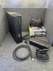Microsoft Xbox 360 S Slim 4GB Console Tested With Cords Bundle Lot W/ 6 Games