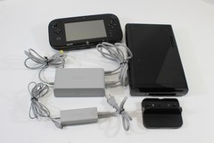 Nintendo Wii U Black Console 32GB AC Gamepad Stand Charger NTSC-J Japan TESTED 6