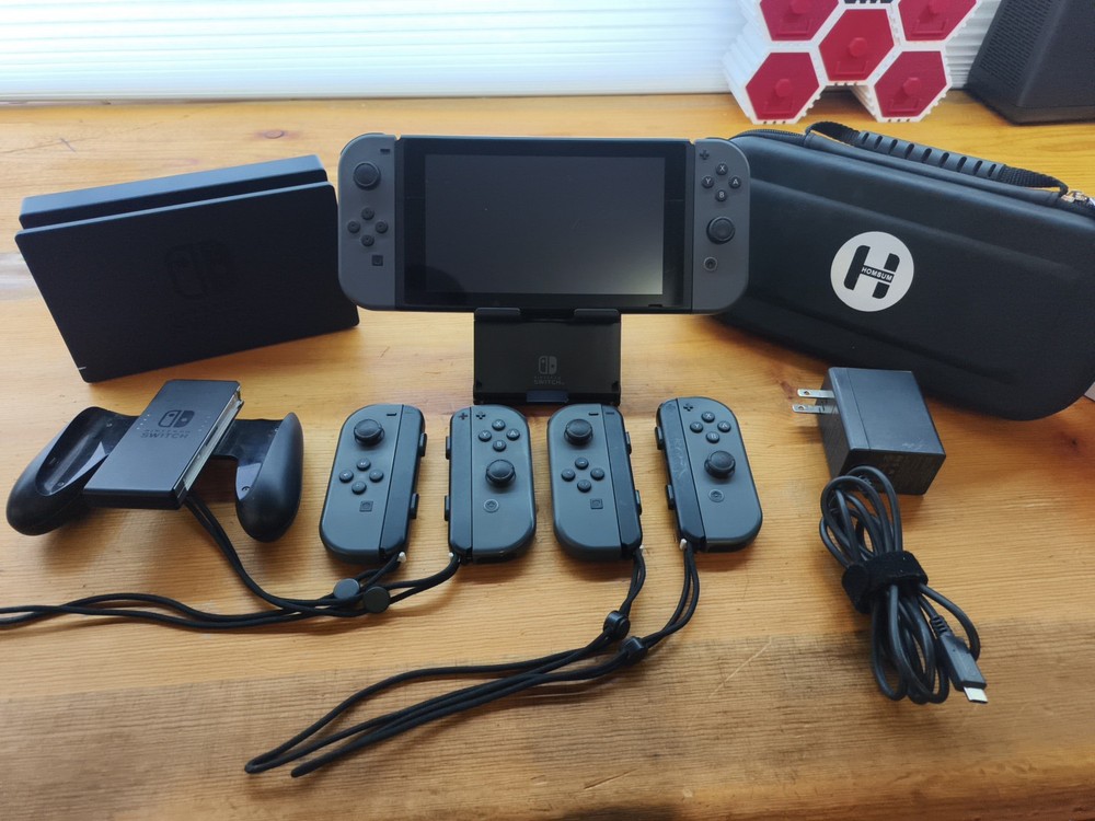 Nintendo Switch 32GB Handheld System | 4 Extra Controllers | Case | Stand | Dock