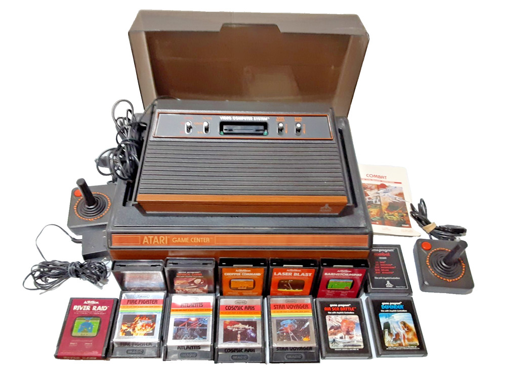 Atari CX-2600 A Woody Video Computer Game Center System Console Game Controllers