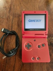 Nintendo Game Boy Advance SP Flame Red AGS-001 Console + Charger