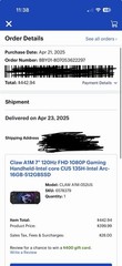 Msi Claw A1M7”, 120 Hz, FHD 1080p, Intel Core CU5135H, 16 GB of RAM, 512 GB SSD