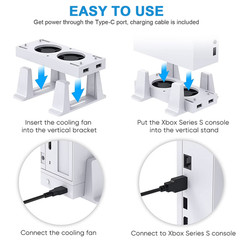 Vertical Cooling Stand Controller Charging Station Fan 3 USB For Xbox Series S/X