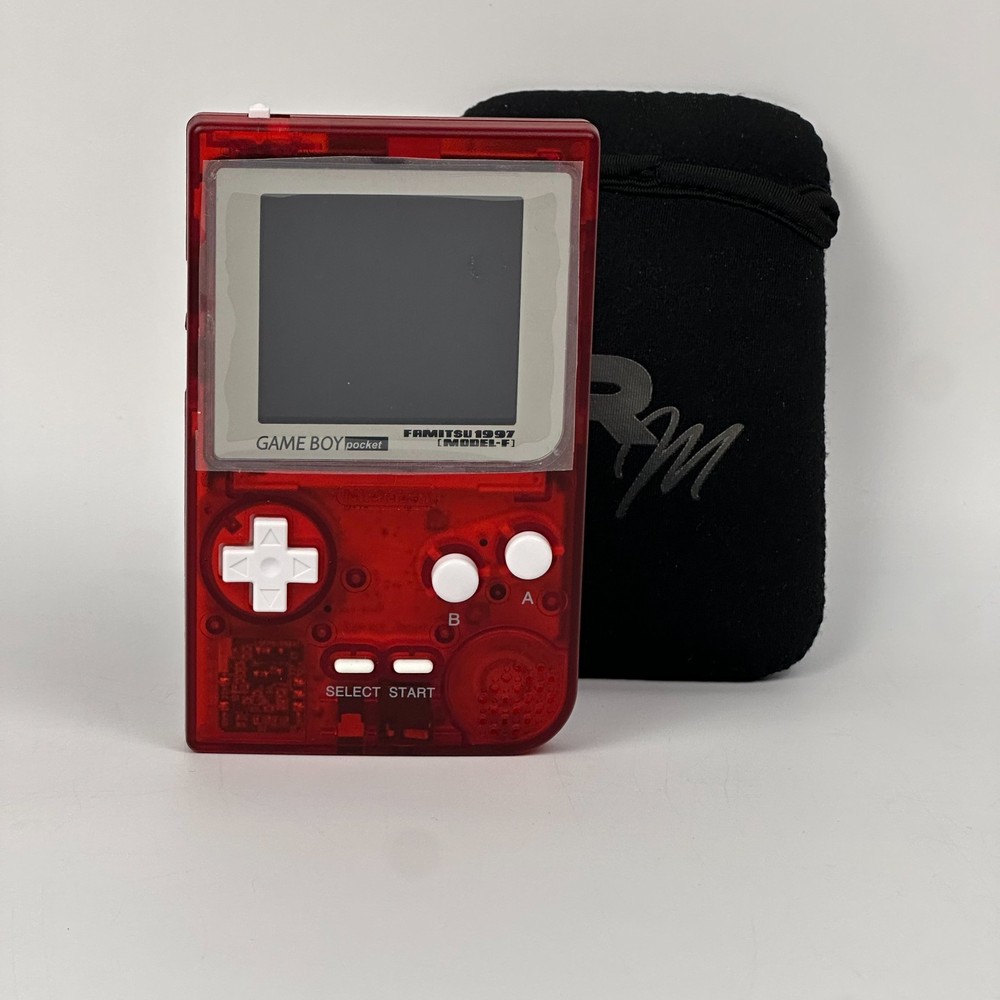 Nintendo Gameboy Pocket Handheld Console + Case – Clear Deep Red