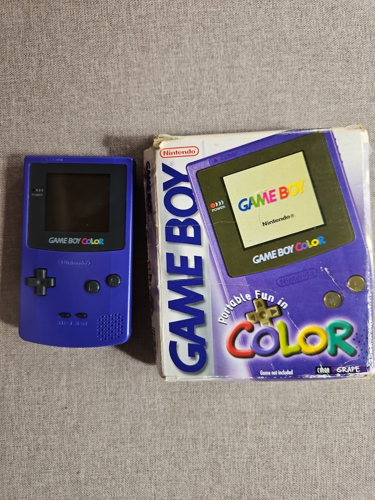 Nintendo GameBoy Color Console Grape ModelCGB-001 With Original Box Tested Works